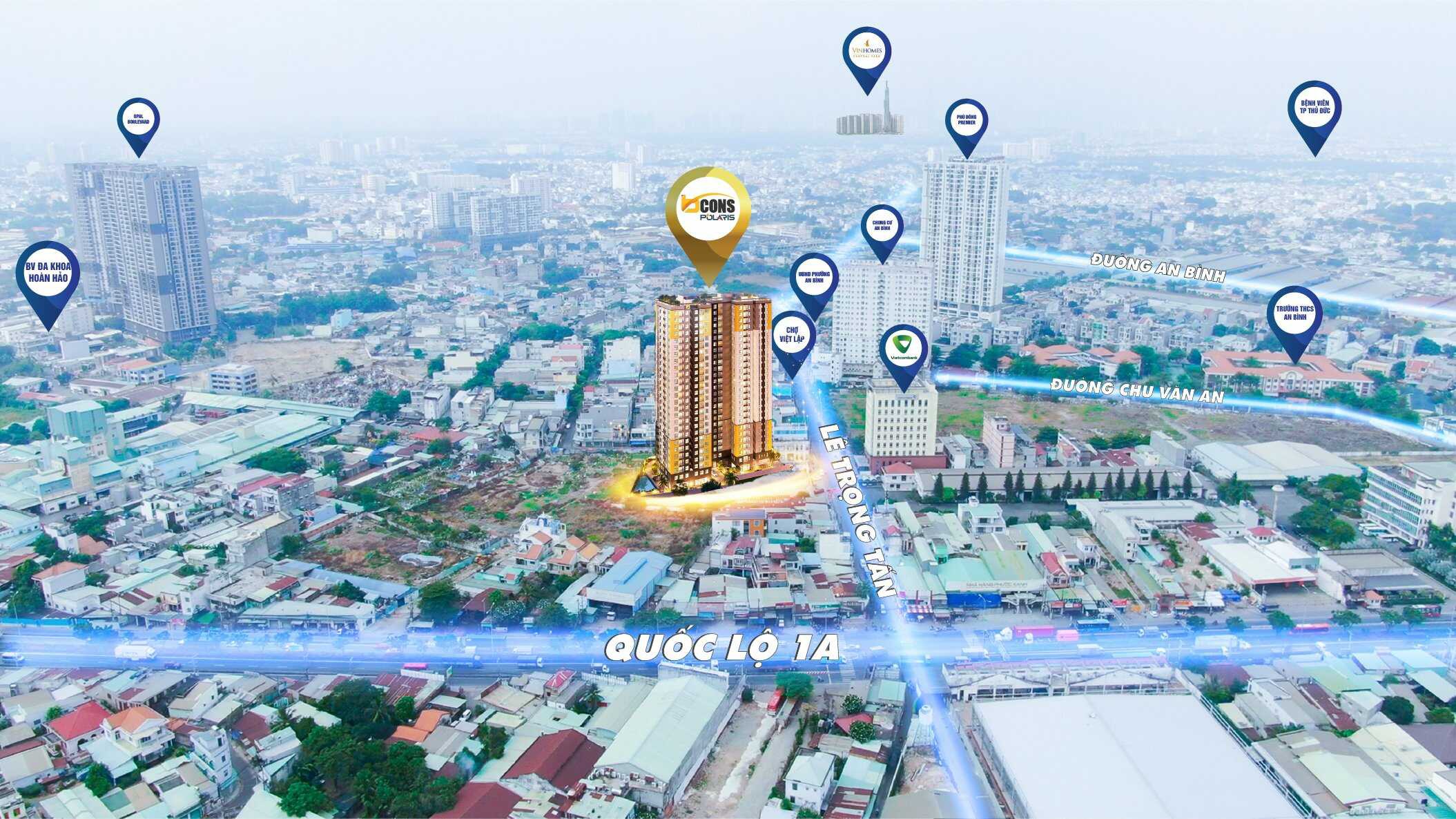 Hình ảnh vị trí dự án Bcons Polaris Dĩ An Bình Dương