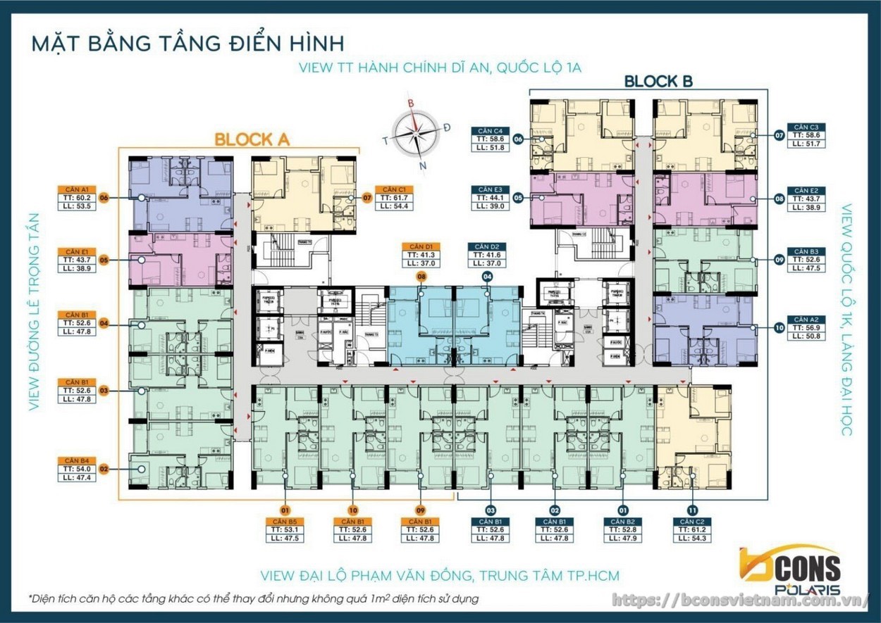 Mặt bằng tầng điển hình của bcons polaris